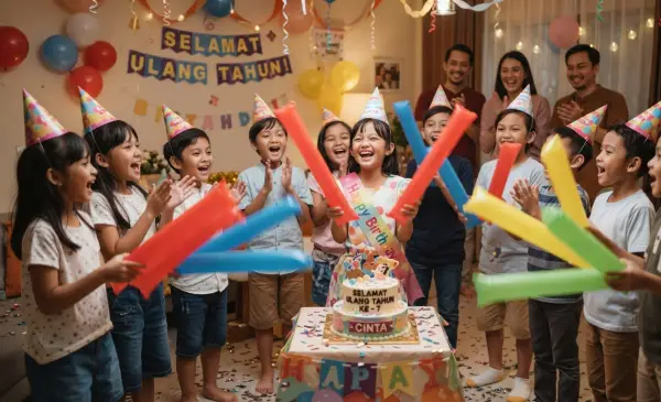 Balon Tepuk Bireuen menambah suasana lebih meriah pada acara ulang tahun.