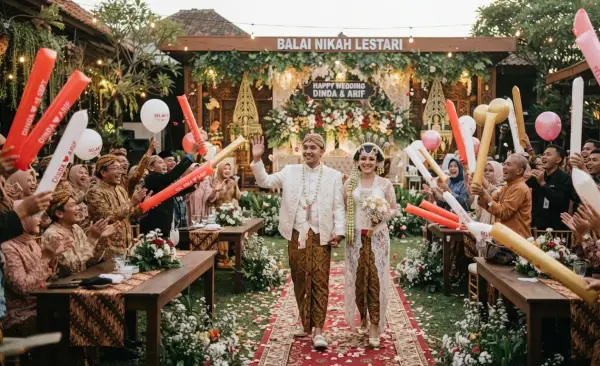 Balon Tepuk Bungo digunakan pada saat acara pernikahan.