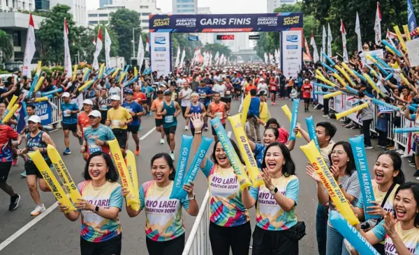 Balon Tepuk Lebak sebagai media dukungan kepada peserta lomba lari marathon.