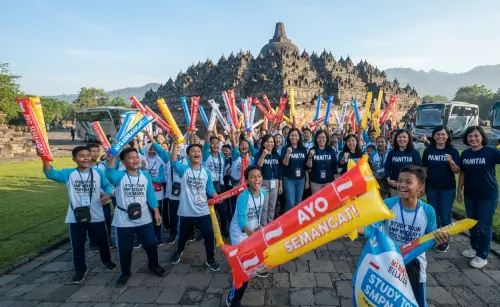 Balon Tepuk Metro digunakan pada saat kegiatan studytour sekolah.