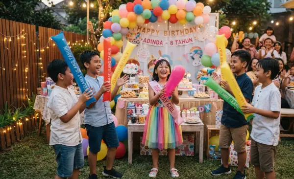 Balon Tepuk Nagan Raya digunakan pada saat acara ulang tahun.