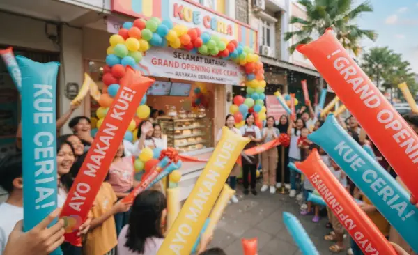 Balon Tepuk digunakan peserta saat grand opening toko kue.