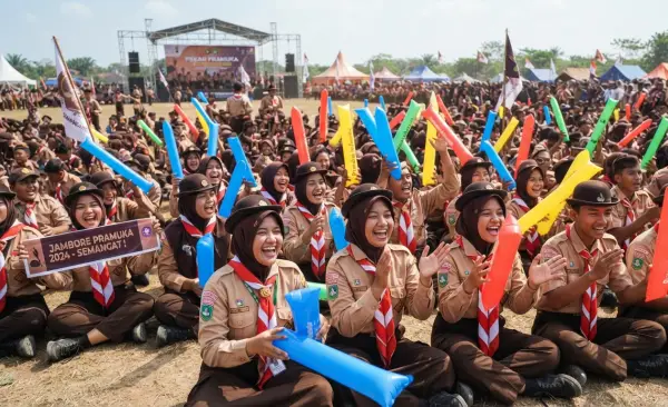 Balon Tepuk Purwakarta digunakan pada saat acara pramuka sekolah.