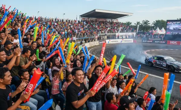 Balon Tepuk Purwakarta menambah semangat peserta event mobil drift.