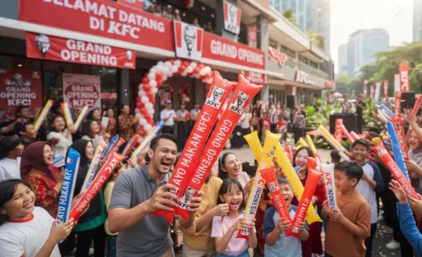 Balon Tepuk Siak digunakan pada saat acara grand opening kfc.