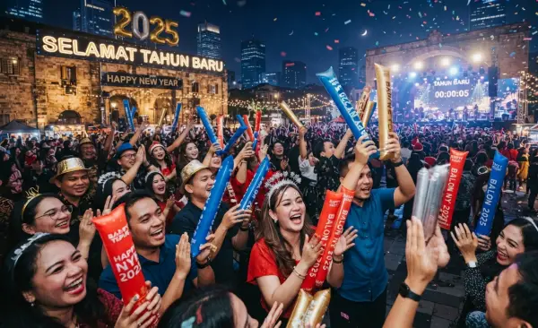 Balon Tepuk Siak ikut serta memeriahkan suasana pada malam tahun baru.