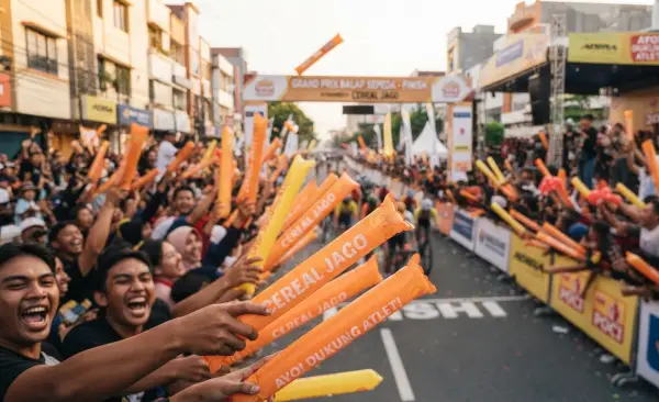 Balon Tepuk Subulussalam digunakan sebagai media dukungan pada peserta event balap sepeda.