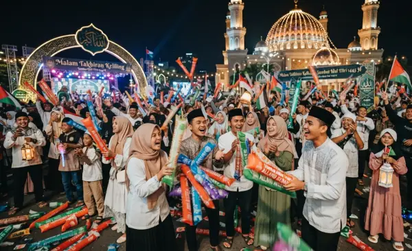Balon Tepuk Sumedang ikut serta memeriahkan suasana pada acara malam takbiran.