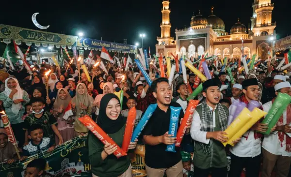 Balon Tepuk Sungaipenuh membuat suasana malam takbiran menjadi lebih ramai.
