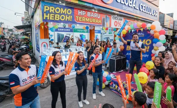 Balon Tepuk Sungaipenuh memebrikan daya tarik maximal saat promosi handphone.