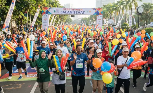 Balon Tepuk Sungaipenuh menambah semangat peserta pada kegiatan jalan sehat.