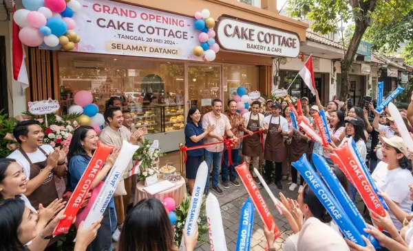 Balon Tepuk Tasikmalaya menjadi alat pelengkap acara pada kegiatan peresmian toko kue.