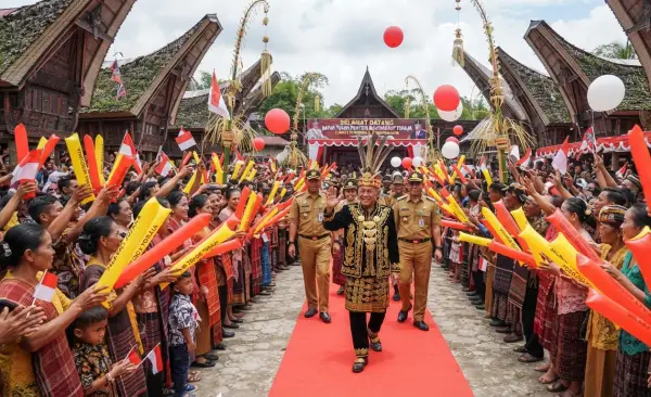 Balon Tepuk Toraja Utara digunakan untuk penyambutan tokoh penting