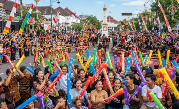 Balon Tepuk Yogyakarta membuat acara karnaval menjadi lebih semarak.