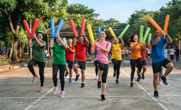 Balon tepuk Bone menjadi properti saat kegiatan senam pagi.