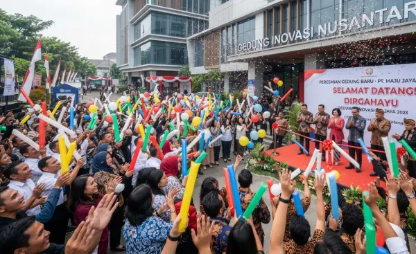 Balon Tepuk Gowa digunakan pada saat acara peresmian gedung baru