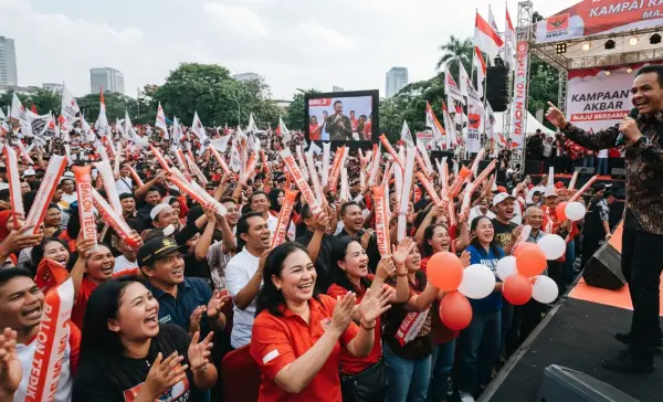 Balon tepuk luwu digunakan pada acara kampanye