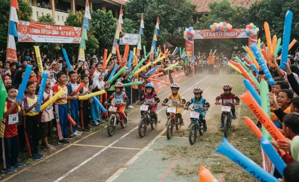 Balon Tepuk Palu digunakan untuk memberi dukungan lomba balap sepeda.