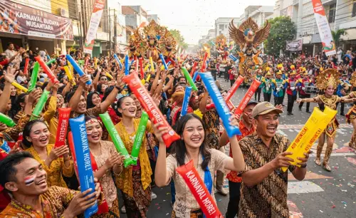 Balon Tepuk Sabang ikut serta menambah kemeriahan pada acara karnaval.