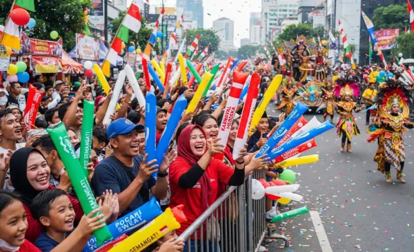Balon Tepuk Sekadau menambah suasana acara karnaval menjadi lebih semarak.