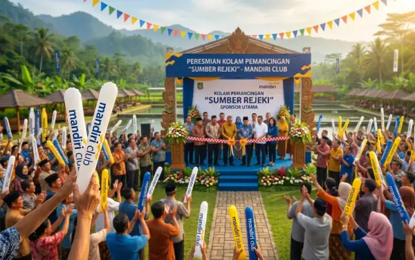 Balon tepuk Asahan memeriahkan acara peresmian kolam pemancingan bersama para peserta.