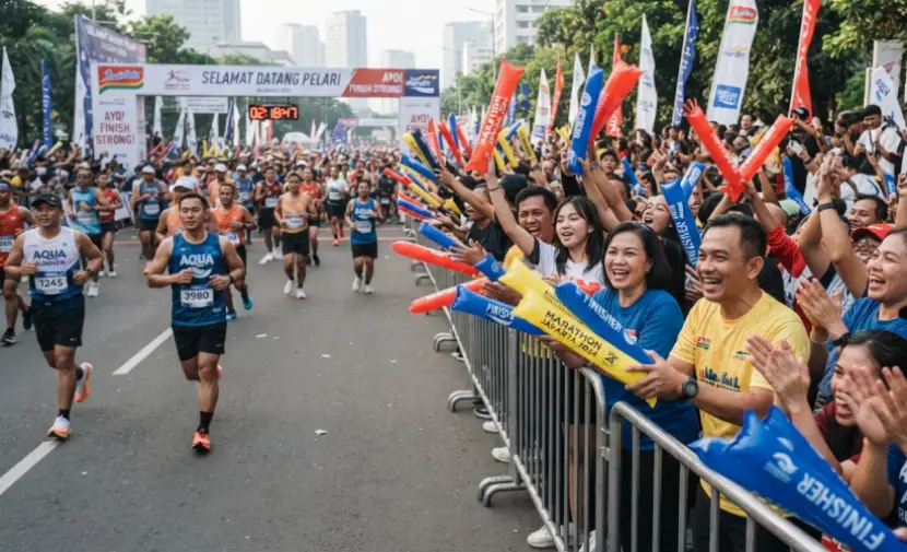 balon tepuk batu turut memeriahkan acara lari marathon