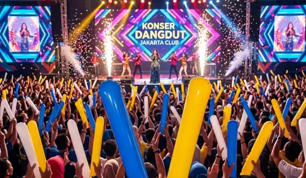 balon tepuk bitung saat digunakan acara konser dangdut