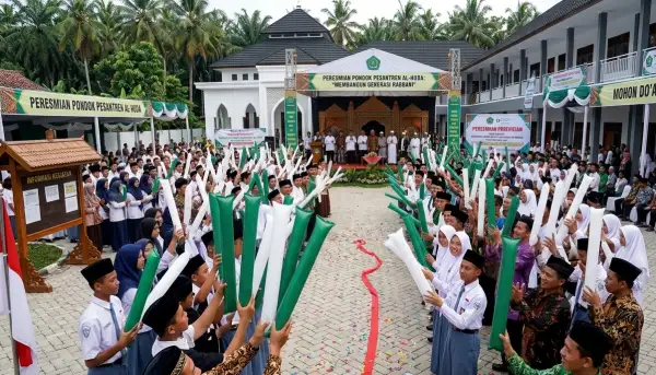 balon tepuk bombanan digunakan untuk peresmian pondok baru