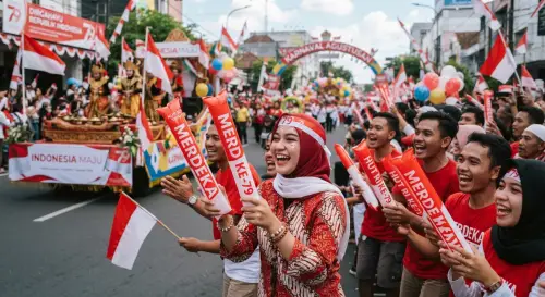 balon tepuk demak pada acara karnaval agustusan