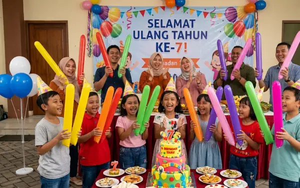 Anak-anak merayakan ulang tahun dengan Balon Tepuk Katingan warna-warni