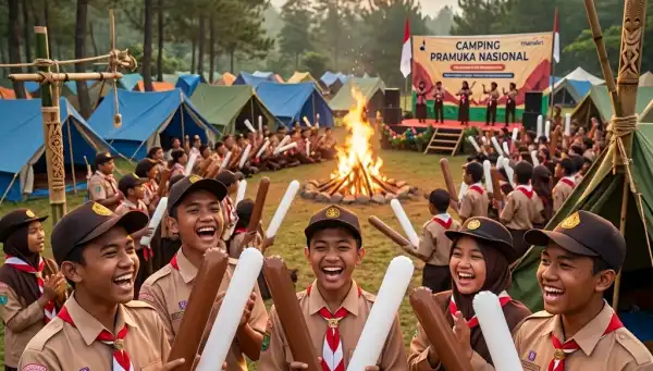balon tepuk kotamobagu sedang digunakan acara kemah pramuka