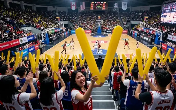 balon tepuk mahakam ulu sedang digunakan untuk menonton pertandingan basket