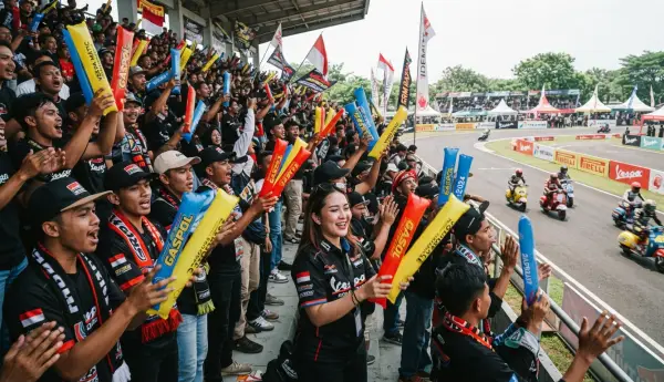 balon tepuk nganjuk saat un tuk memeriahkan event balap vespa