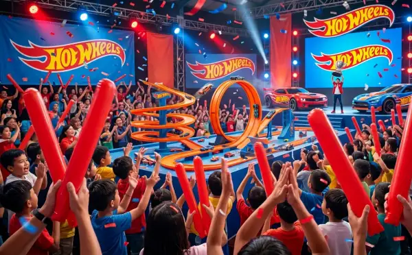 Penonton sedang menikmati acara Hot Wheels di panggung.