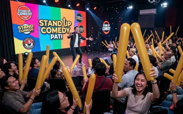 Penonton menikmati acara stand up comedy