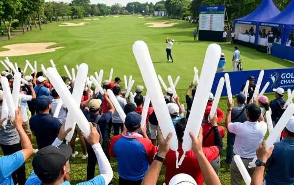 Balon tepuk Pematangsiantar berwarna putih digunakan untuk memeriahkan suasana perlombaan golf.