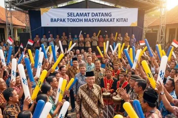 balon tepuk tomohon sedang digunakan untuk penyambutan tokoh penting