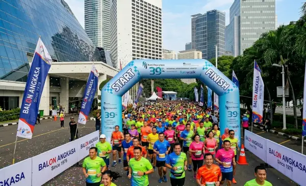 Balon Gate Bengkulu sebagai area start finish event fun run.