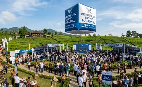Balon Udara Promosi Balikpapan sebagai penanda lokasi acara pertemuan bisnis.