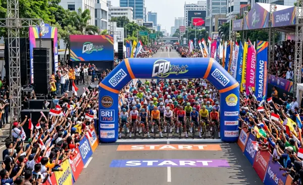 Balon Gate Promosi Balikpapan menjadi area start finish pada event balap sepeda.