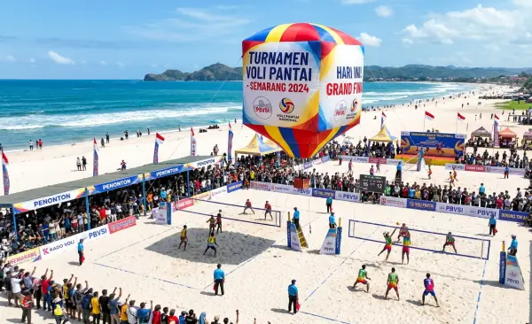 Balon udara Bengkulu membuat event turnamen volly lebih terlihat.