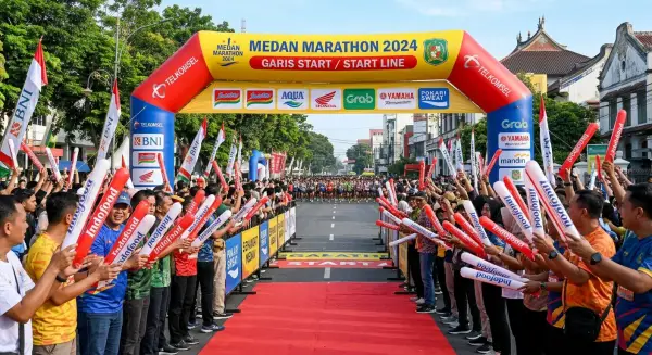 balon promosi medan digunakan untuk memeriahkan lari marathon