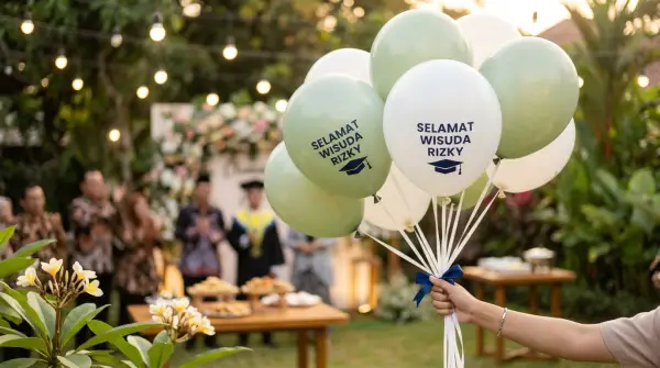 balon sablon jambi dalam perayaan wisuda