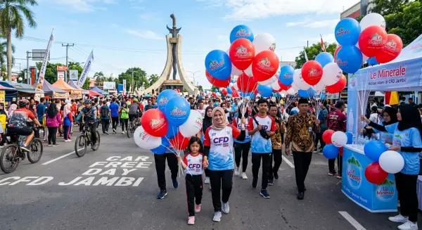 balon sablon jambi saat digunakan dalam acara cfd untuk keperluan promosi