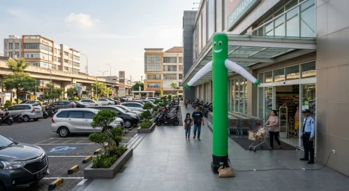 balon sky dacner bandung dipasang di supermarket