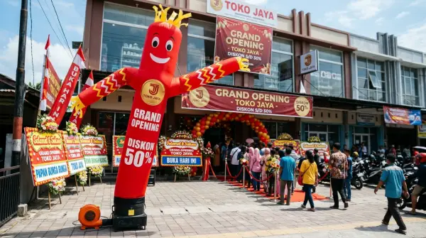 balon sky dancer bekasi digunakan untuk mengundang orang2 tang lewat saat acara launching toko