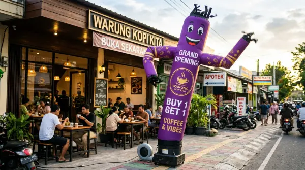 balon sky dancer medan digunakan untuk menarik minat pembeli karena adanya promo