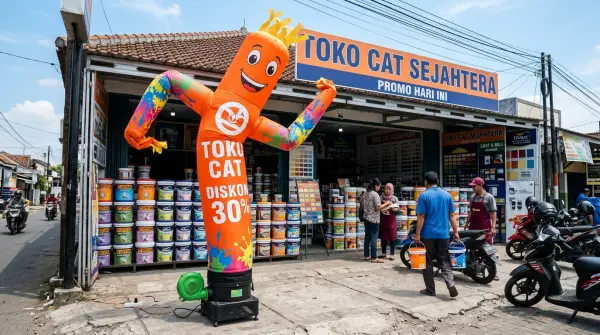 balon sky dancer medan digunakan untuk menarik minat pembeli cat