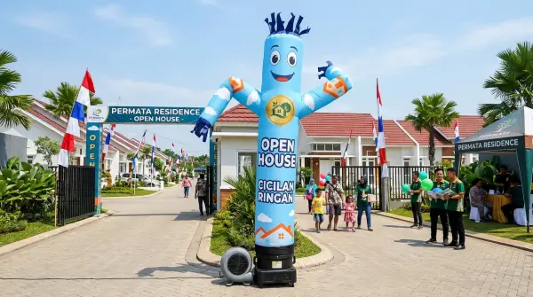 balon sky dancer dipasang sales perumahan untuk menarik minat pembeli