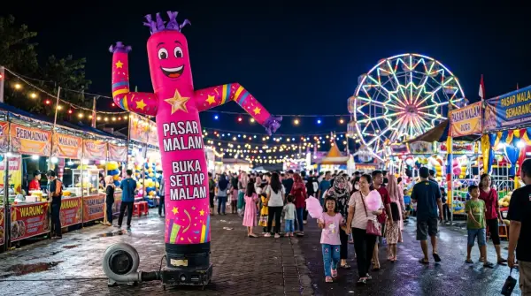 balon sky dancer padang di acara pasar malam
